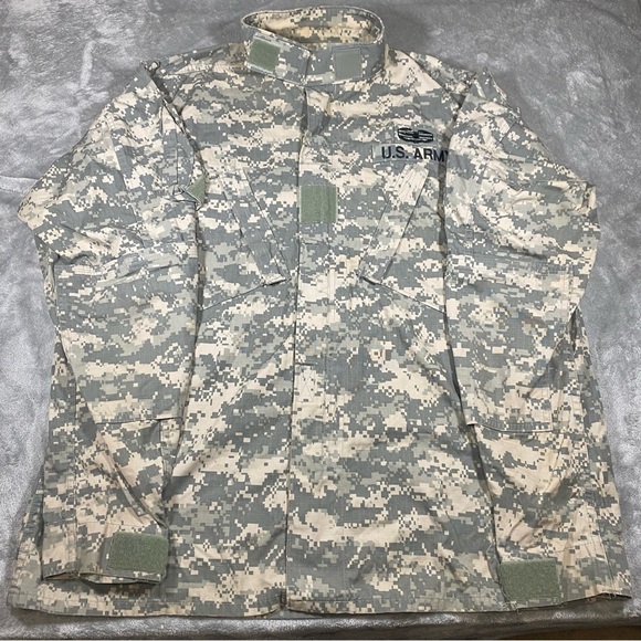 Camo Field Jacket Men’s Large Long US Army Digital Outdoors Military ACU Ripstop - Picture 2 of 13